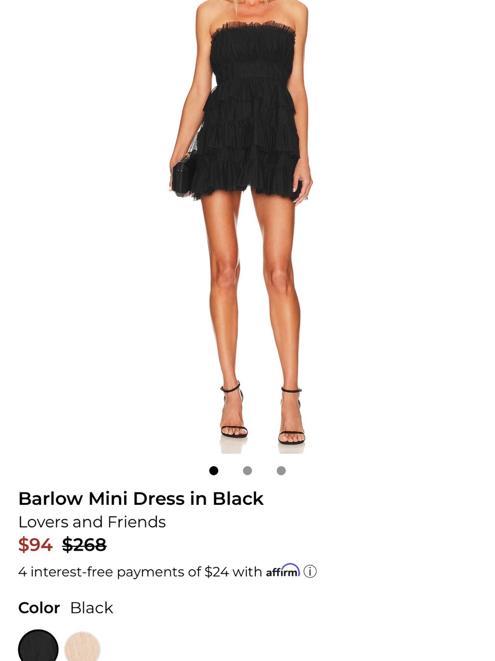 Lovers + Friends Black Strapless Ruffle Mini Dress